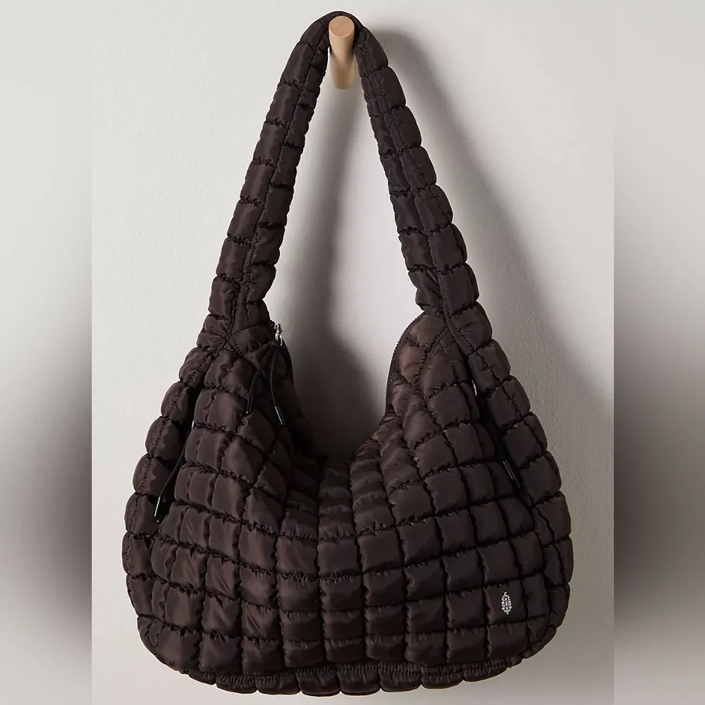 Quilted Carryall Tote Bag Chocolate Brown Free People FP Movement Gym Hobo BNWT!
